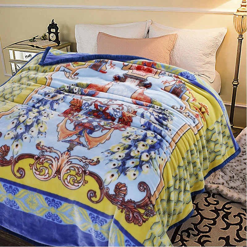 ARNIGU Bohemia style luxury printed Thick Blanket Thicken Raschel plaids soft Bed Sheet 200x230cm Winter Bedding Throw or Quilt | Дом и сад