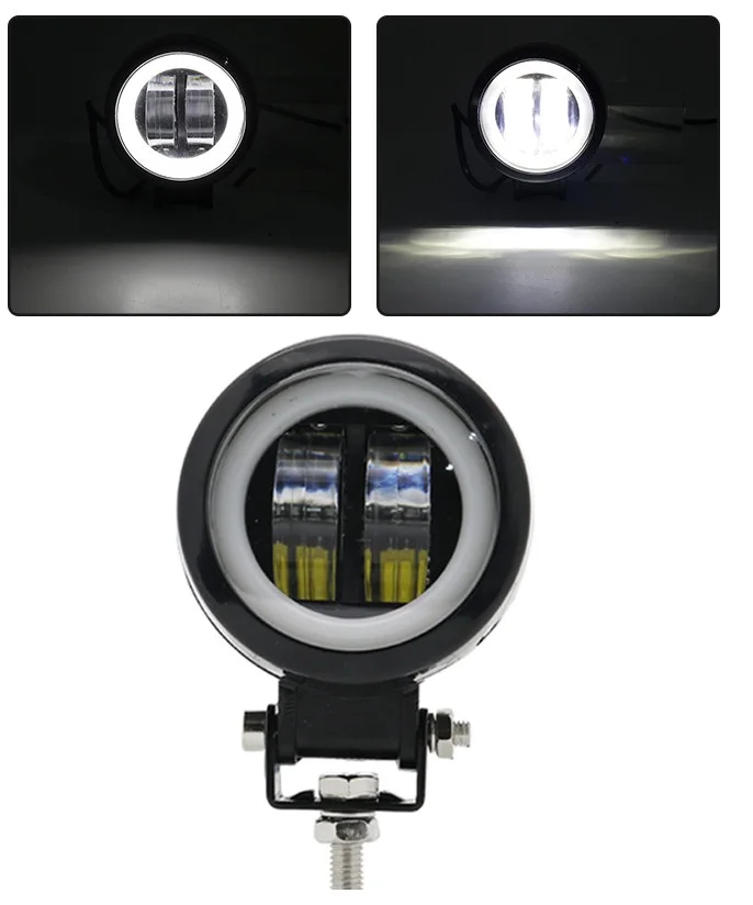 Round Clear--1 piece Waterproof Round LED Angel Eyes Light Led work light Bar for Motorcycle Jeep ATV spot light Round with Red/White/Blue colors - Цвет: Round Clear--1 piece