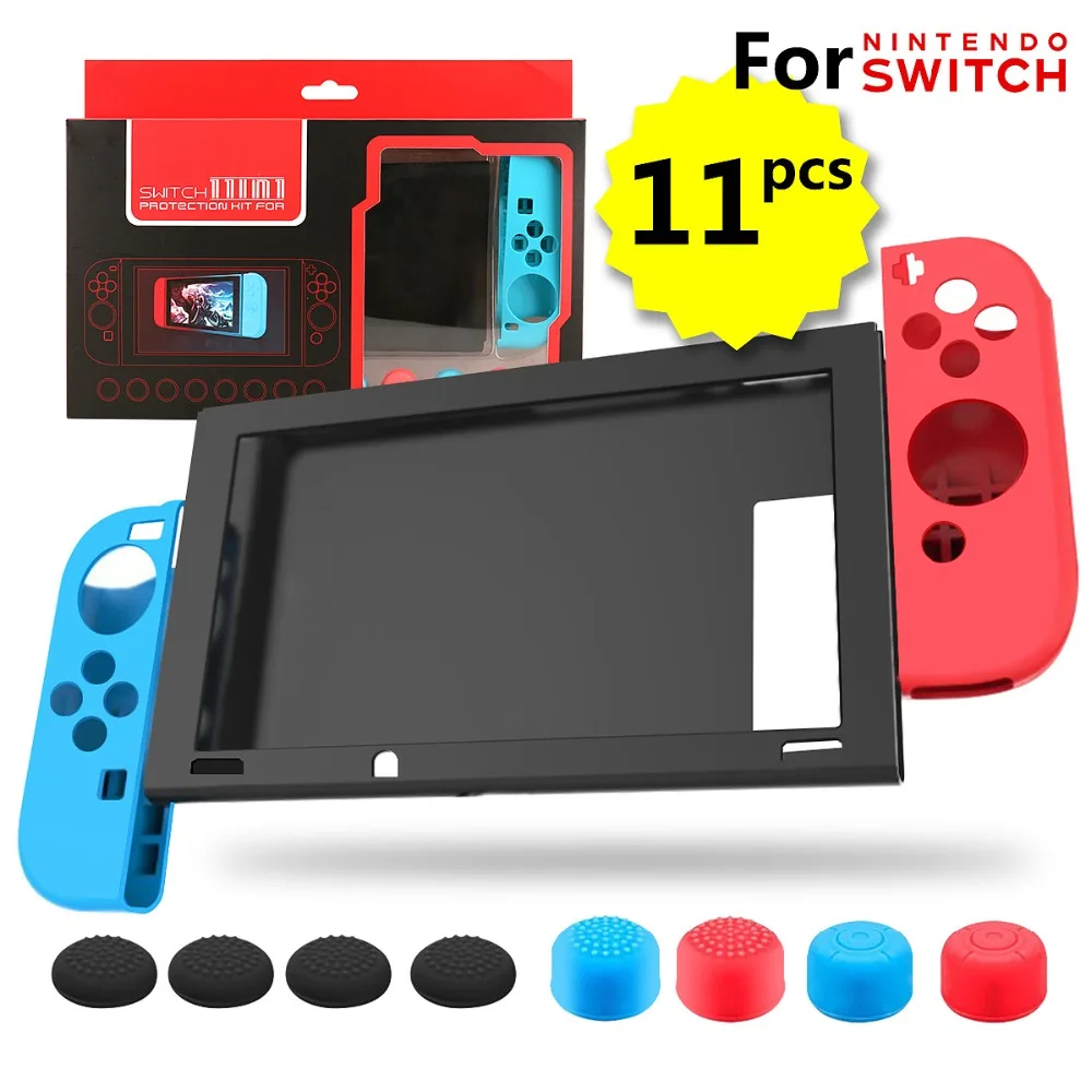 Yoteen для nintendo Switch Мягкий силиконовый чехол защитный чехол с Joy-Con кожи накладка на Стик для джойстика полный комплект аксессуаров