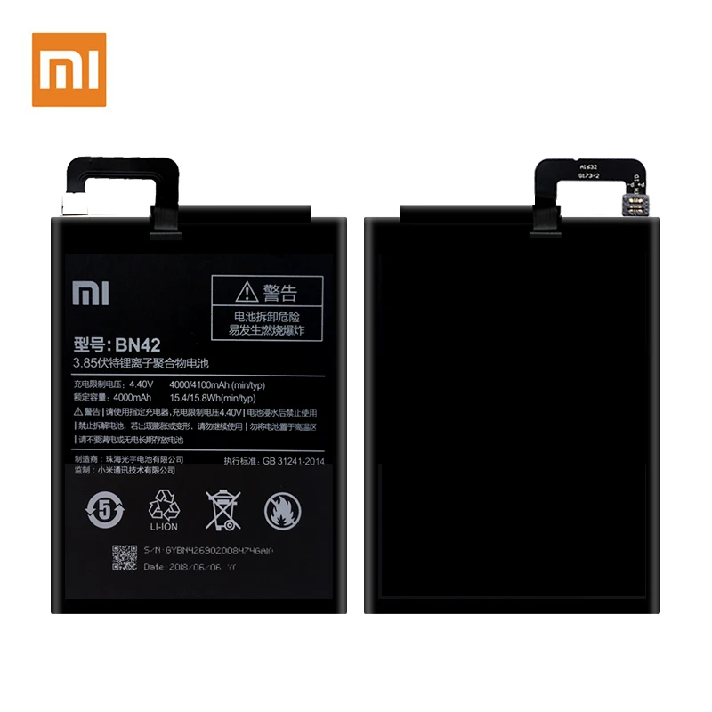Оригинальный Xiao Mi аккумулятор BN42 для Xiaomi Redmi 4 Hongmi Redrice4 4000/4100 мАч литий ионный с 8