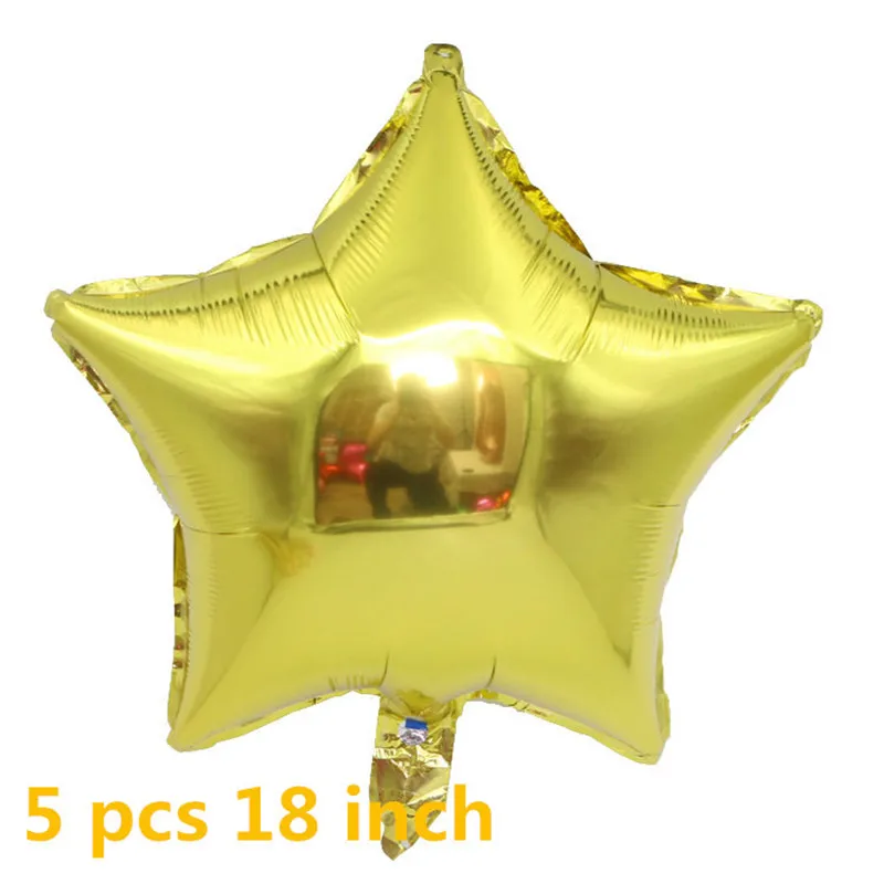 5pcs 18inch golden silver Heart Balloons confetti balloons 18inch foil stars balloons Metallic Wedding Birthday Party Decor
