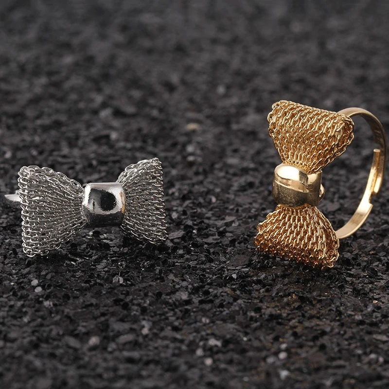 2016 новые модные оптовые ювелирные изделия золотого цвета полые кольца с бантом