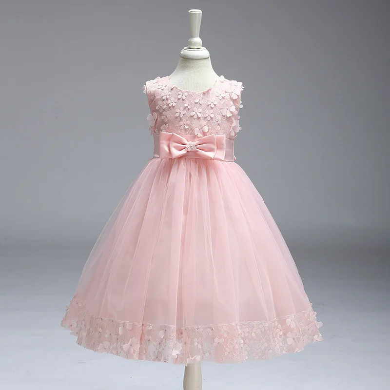 Girls Flowers Lace dress graduation gowns children evening wedding Red pink kids bridesmaid vestido de festa infantil saia | Детская