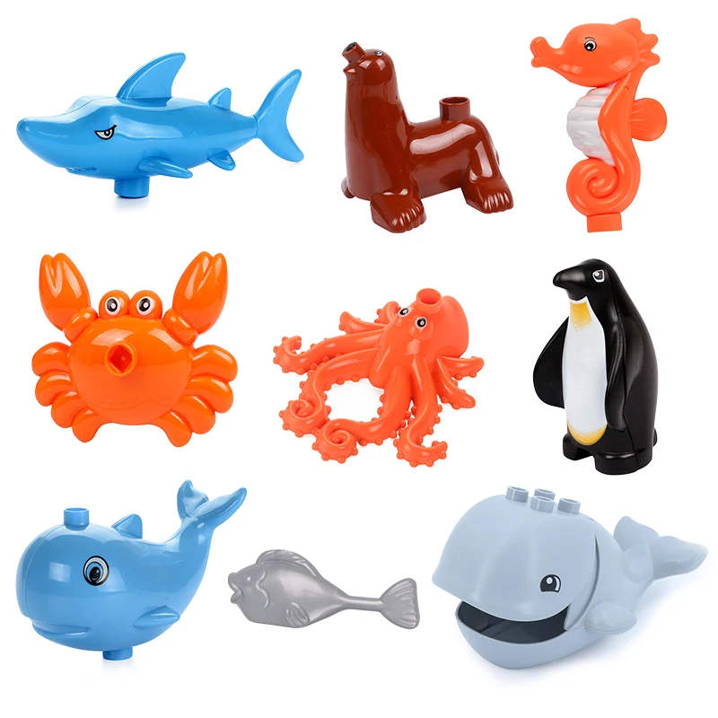 

Big Particles Ocean Animals Building Blocks Shark Penguin Whale Bricks Accessory Toys For Children Compatible Big Size Block Zoo