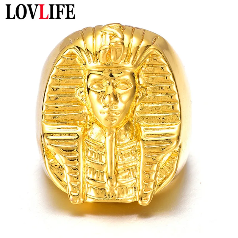 Pharaoh Ring Винтажное религиозное кольцо из Золотого Сплава таинственный египетский фараон палец кольцо панк-рок хип-хоп король кольца для мужчин перстень ювелирные изделия - Цвет основного камня: Pharaoh Ring