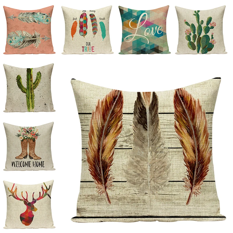 Декоративный чехол для диванной подушки 45x45 см с принтом |