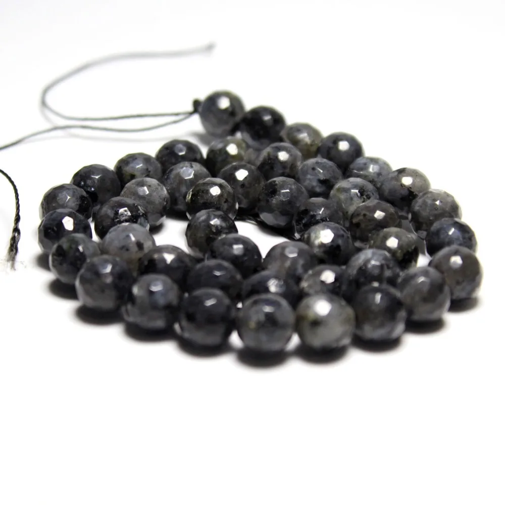 Оптовая Продажа AAA + граненый черный спектролит натуральный камень бусины для