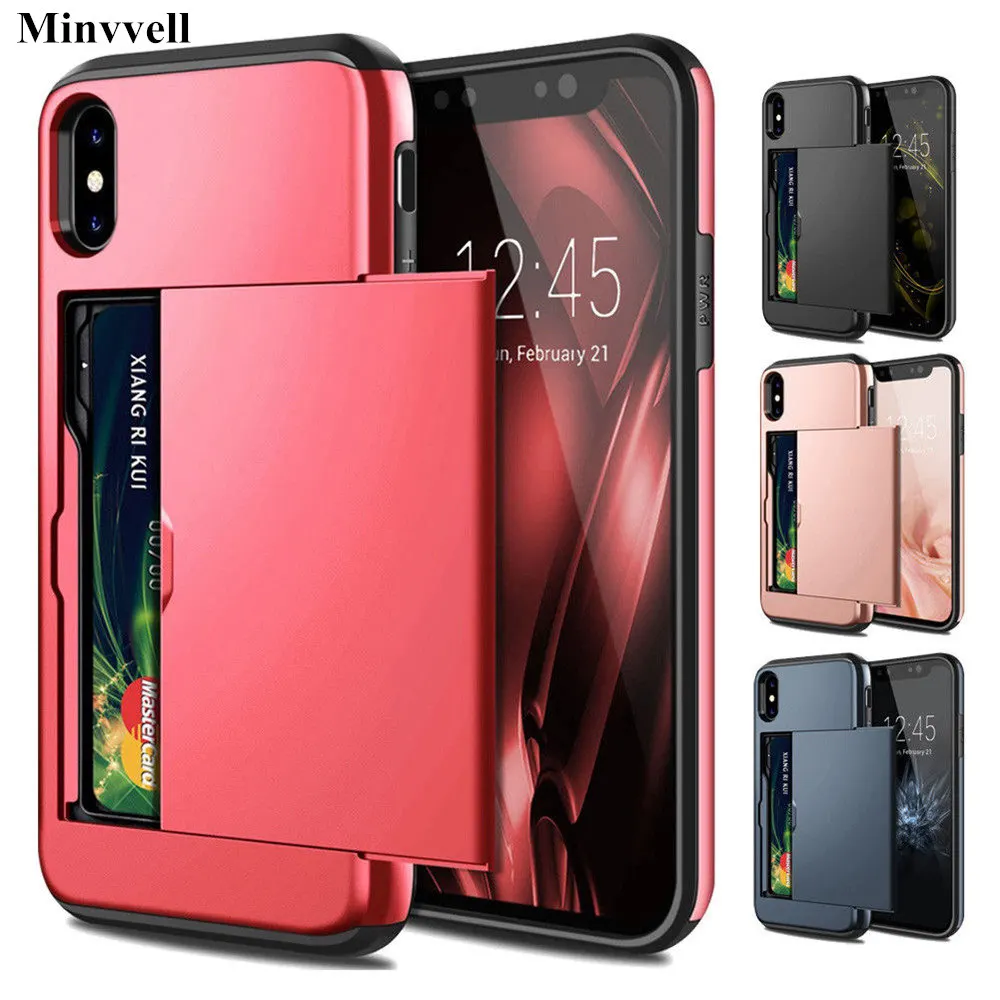 Чехол для iPhone X XS MAX XR 7 8 Plus 6 6S с отделением карт чехол Samsung S9 S8 S7 S6 Edge Note 9|Бамперы| |