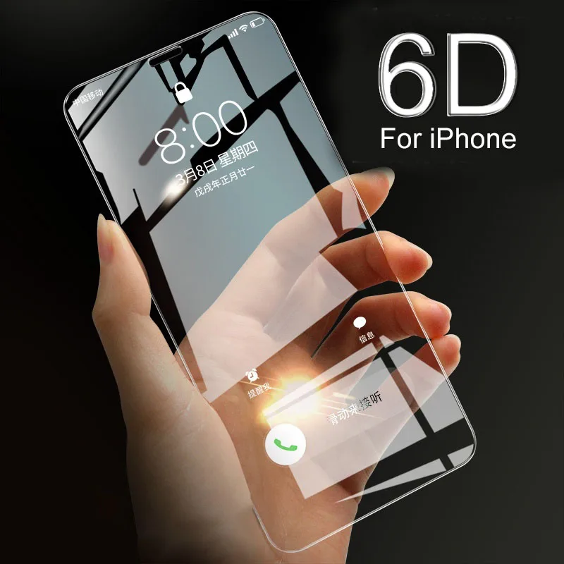 Новое закаленное стекло 6D для защиты экрана 9H пленка телефона совместимая с Apple X