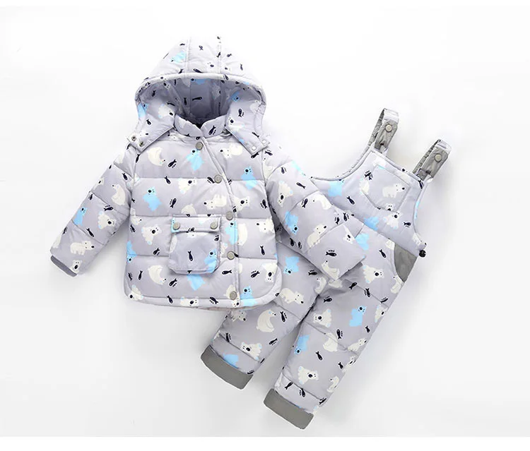 Winter Children Clothing Set Russia Baby Girl Snow Suit Sets Boy's Outdoor Sport Kids Down Coats Jackets+trousers-30degree