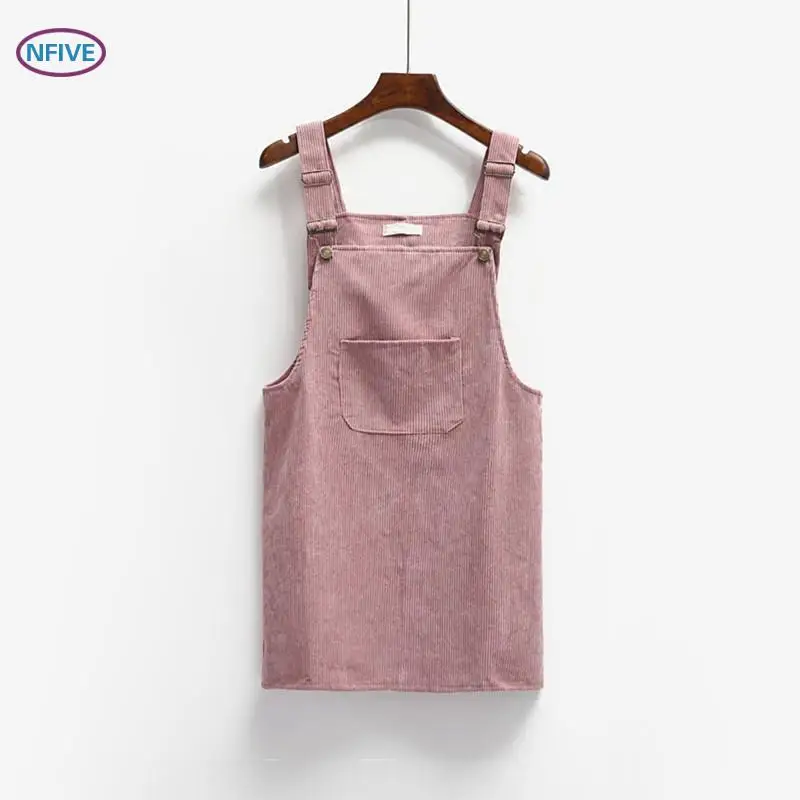 Женское вельветовое платье на подтяжках прямое повседневное дизайнерское