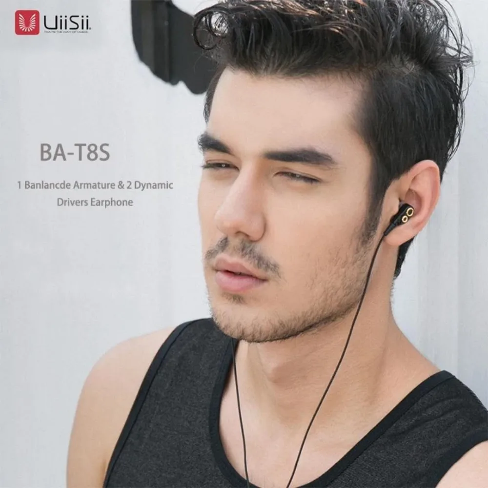 UIISII BA T8S 2DD + 1BA 6 дисков гибридная технология наушники HIFI шумоизоляция стерео с