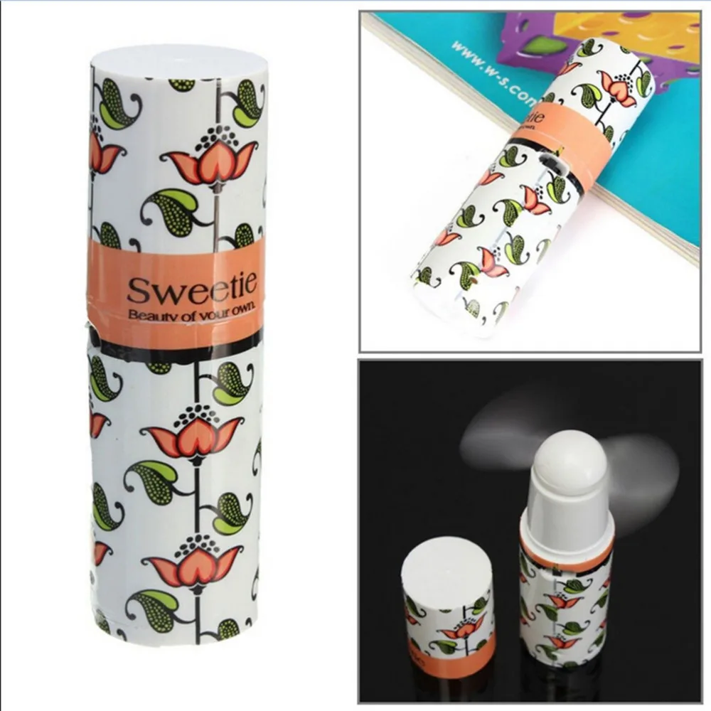 Летний портативный вентилятор для бальзама губ с цветочным принтом Новое