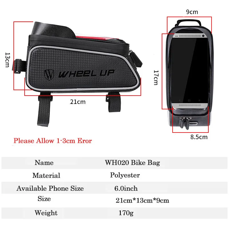 Wheel Up Bicycle Front Bag MTB Touch Screen Bags Road Bike Top Tube Frame Storage for 6.0 inch Mobile Phone|Сумки и корзины для
