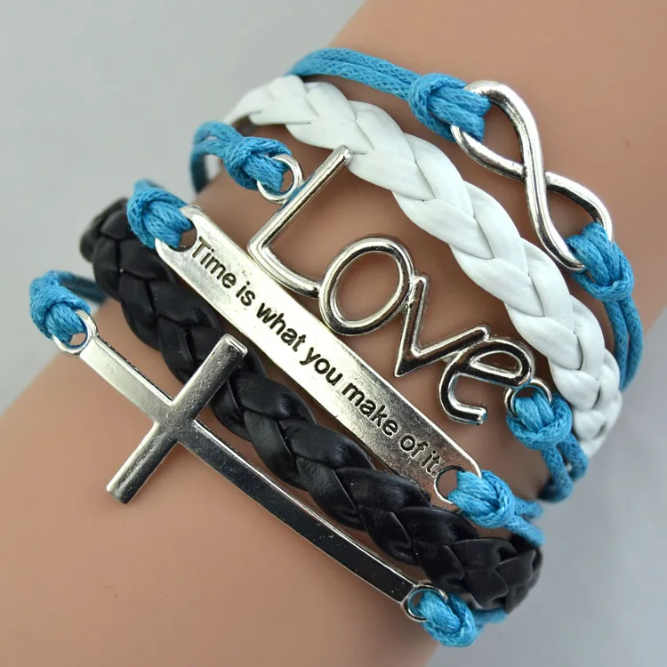 Модный браслет Infinity Cross Time это то что вы делаете из этого сплава Кожаный Браслет