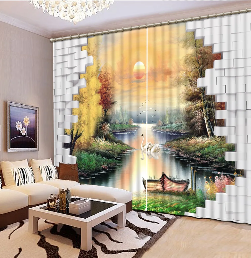 Занавески Блэкаут высокого качества фотошторы с фантазийным ландшафтом