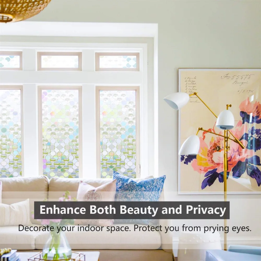 Rabbitgoo 3D декоративные пленки на окно Privacy Anti UV оттенок плёнки статического