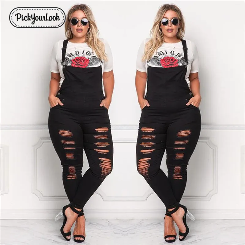 Pickyourlook женский комбинезон большого размера из однотонной джинсовой ткани размера плюс длинный комбинезон с открытой спиной винтажный тонкий уличная Черная открытая талия