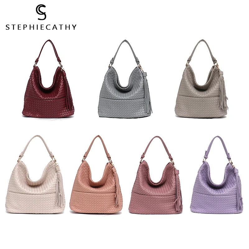 Женская сумка через плечо SC большая плетеная ручной работы из искусственной