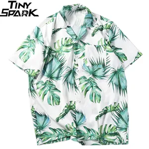2020 хип-хоп рубашки уличная Мужская гавайская рубашка зеленый лист Harajuku Летняя Пляжная рубашка Повседневная рубашка Топы с коротким рукавом Свободные