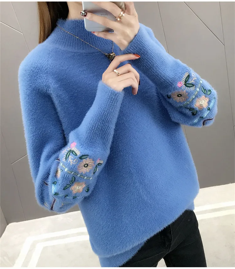 Women Knitted Sweater And Pullovers Korean Fashion Style Turtleneck Sweaters Autumn And Winter New Wool Yellow Sweater