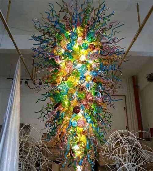 

Multi Color Handmade Murano Glass Crystal Large Hotel Decor Chandeliers