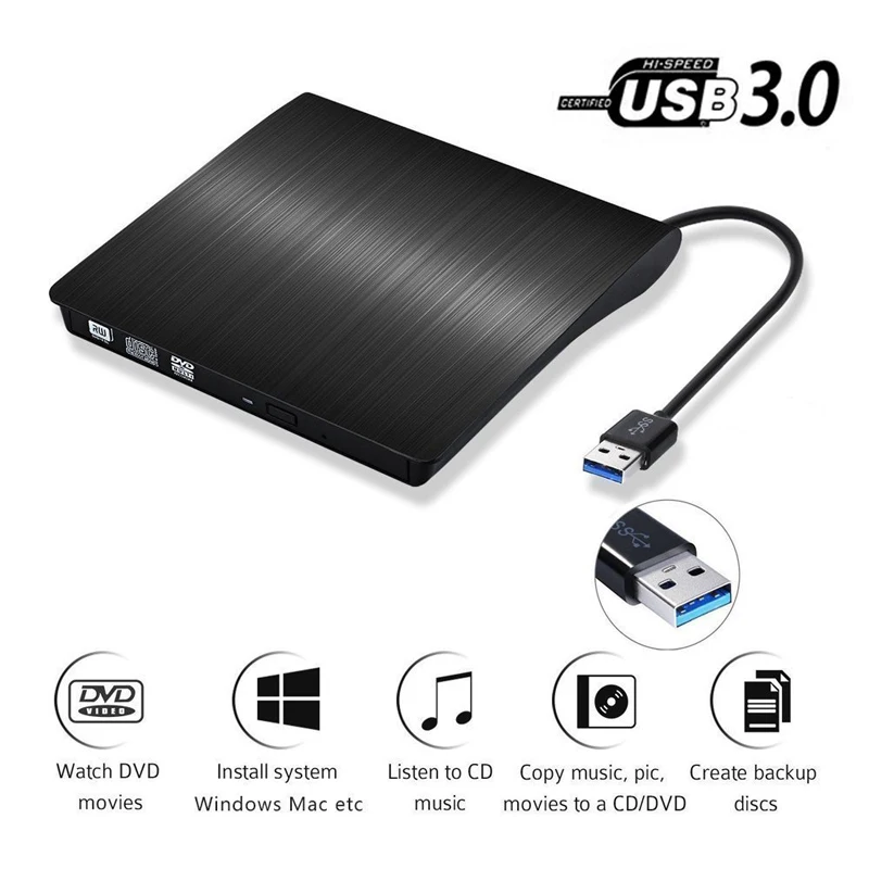USB 3 0 внешний накопитель с записью для горения ПК/Mac/ноутбука/настольного