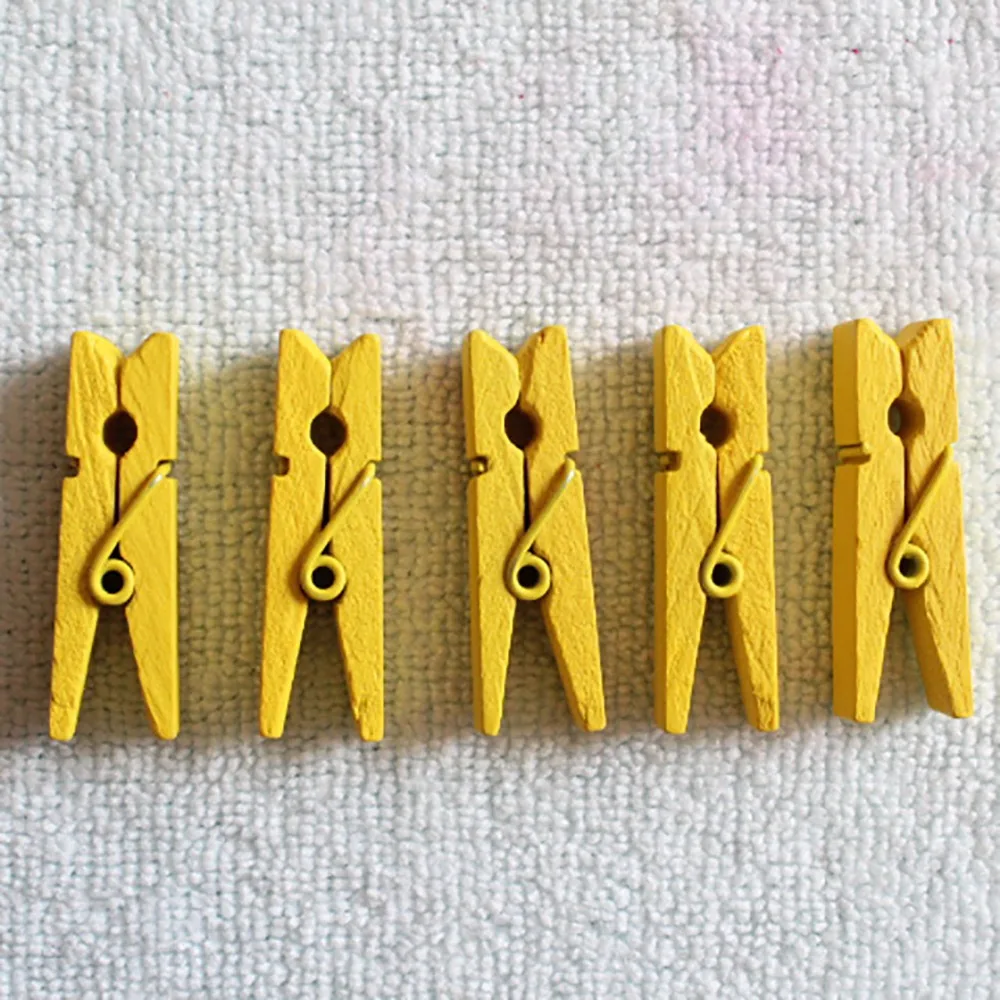 50 шт. Желтый Деревянный Мини прищепки 35 мм деревенский ремесло колышки как