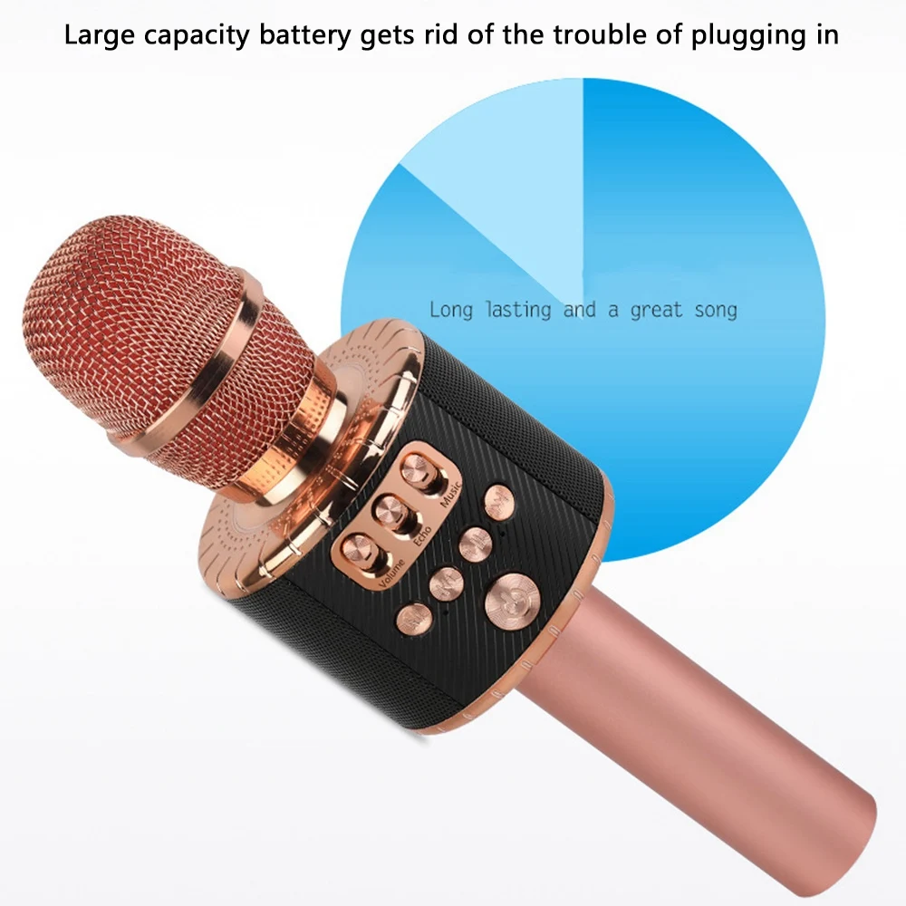 Беспроводной Bluetooth караоке микрофон с многоцветной светодио дный огни 4 в 1
