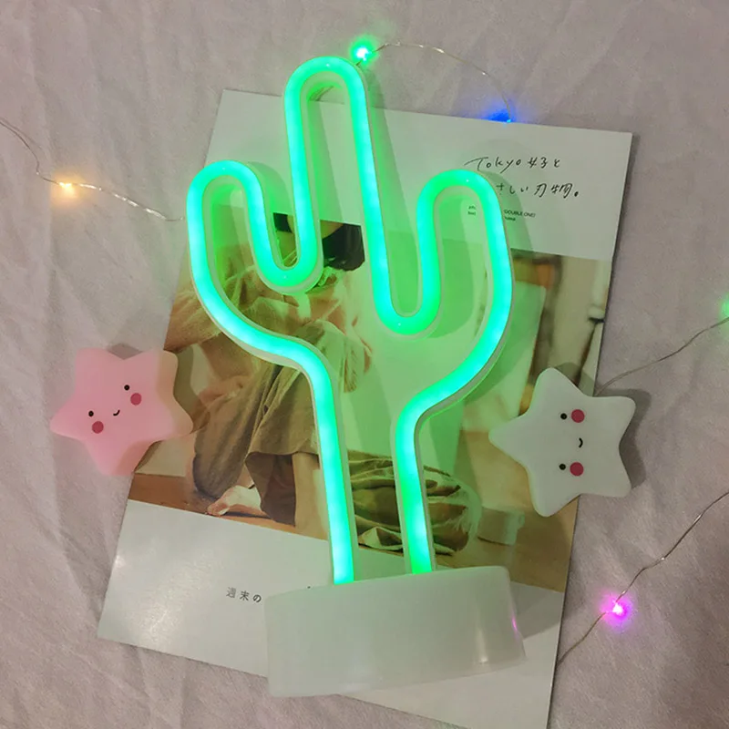 Cactus Неоновая вывеска для организаций и магазинов Настольный светодиодный ночной Светильник кактус Кокосовое Дерево Рождественская елка ананас неоновая настольная лампа светильник для фестиваля вечерние Декор - Испускаемый цвет: Cactus