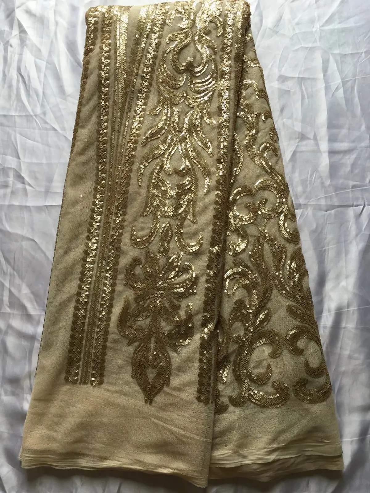 

African Lace Fabric 2017 High Quality African French Tulle Lace Fabric Fashion Sequins Fabric For Nigerian Wedding Dress K-Y1079