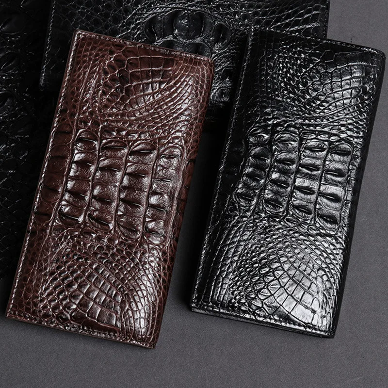 

100% men real Alligator skin Black Suit luxury wallet real leather wallets designer Classic Business men's fashion casual purse