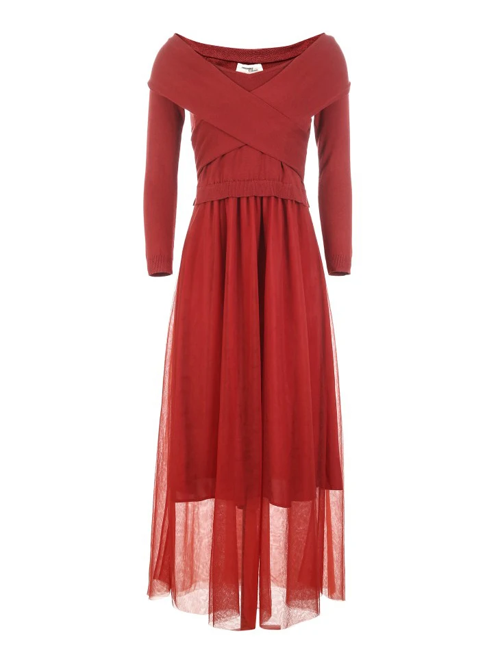 Vero Moda трикотажные Gauzy Splice 3/4 рукава Макси/длинное платье Вечерние платья | 31837C530