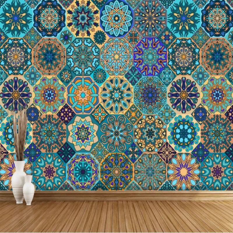 

European retro pattern stitching 3d Mural Wallpaper for Walls Painting Living Room Bedroom Modern Simple Wallpapers 3D