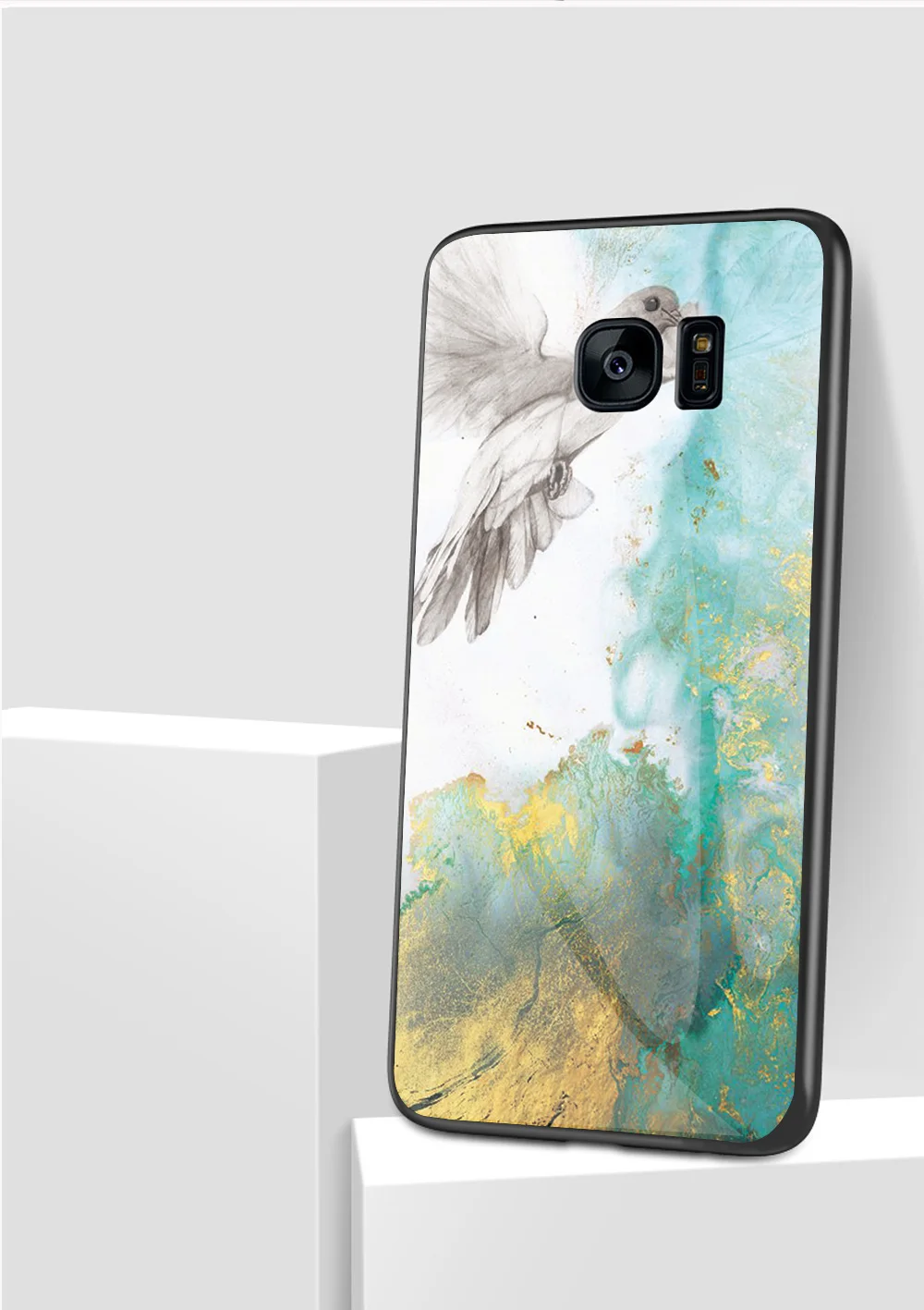 Для samsung Galaxy S7 edge чехол Роскошный Мраморный зернистый жесткий закаленное стекло защитный чехол на заднюю панель для samsung S7 S7edge оболочка