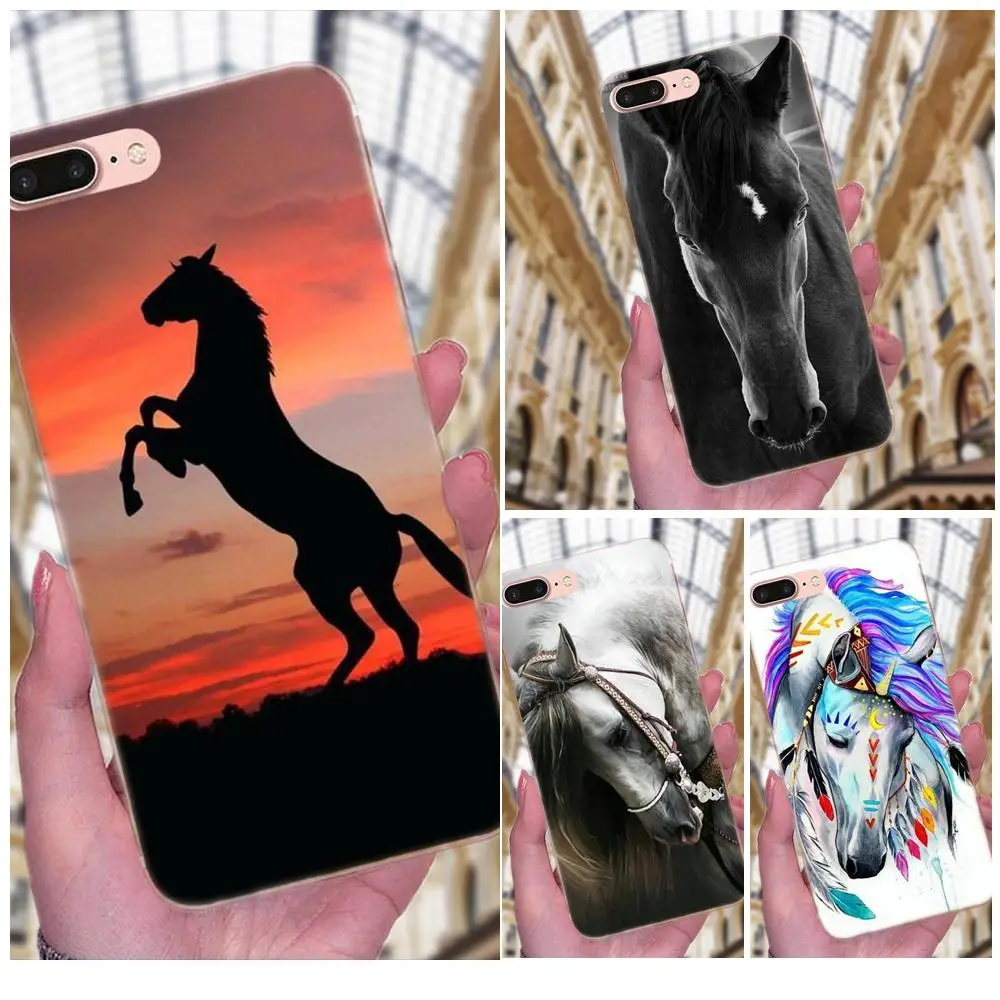 Чехлы из ТПУ для Apple iPhone X XS Max XR 4 4S 5 5C 5S SE 6 6S 7 8 Plus с изображением животных Running Horse