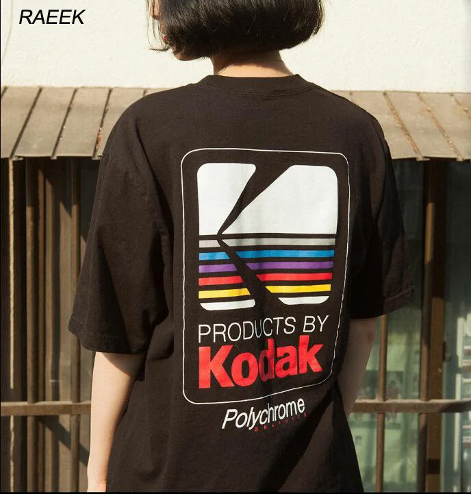 2018 Летняя мужская и женская футболка в Корейском стиле ретро свободная Kodak с