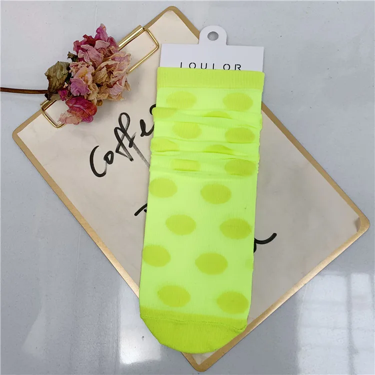 yellow SP& CITY, корейские цветные женские носки с узором в горошек, мягкие женские прозрачные носки в сеточку, летние хипстерские уличные носки в стиле хип-хоп - Цвет: yellow