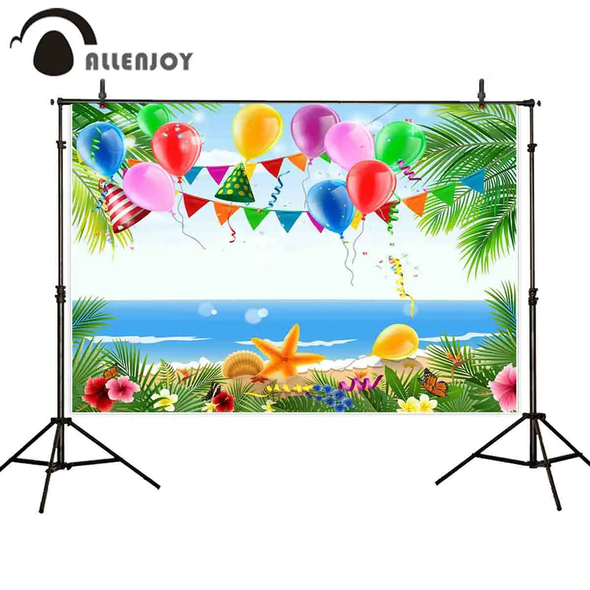 Фон для фотосъемки Allenjoy с изображением морского пляжа флага воздушных шаров