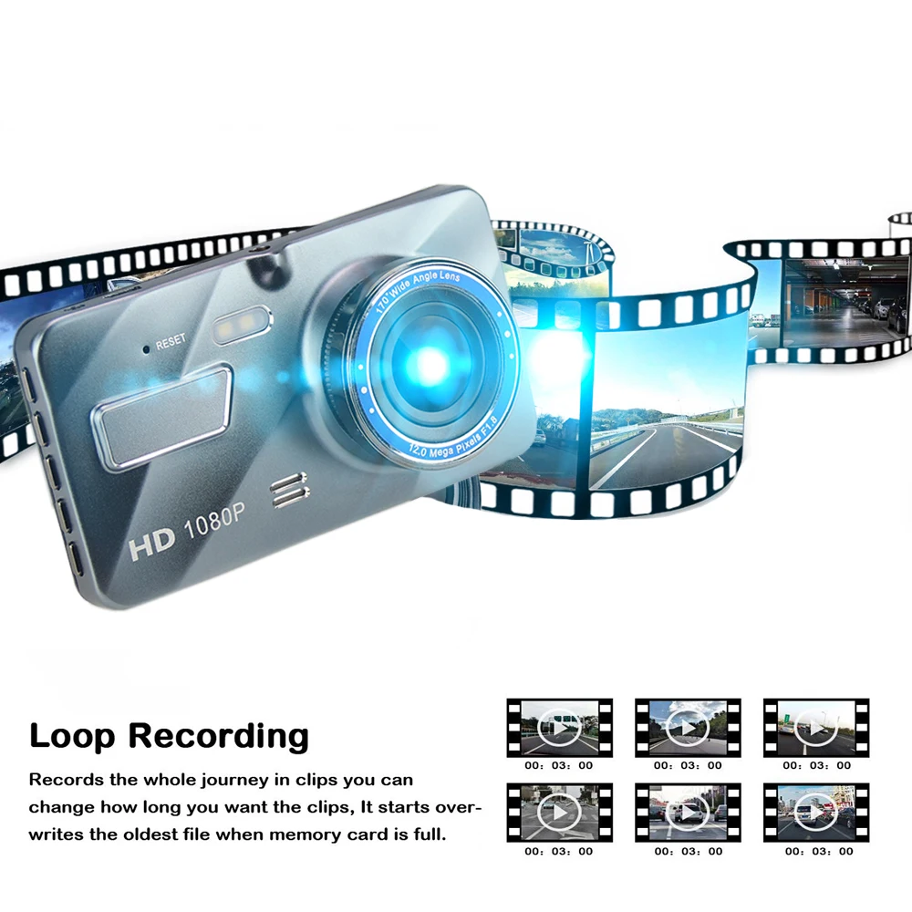 Видеорегистратор новый видеорегистратор с двумя объективами Full HD 1080 P 4 дюйма ips
