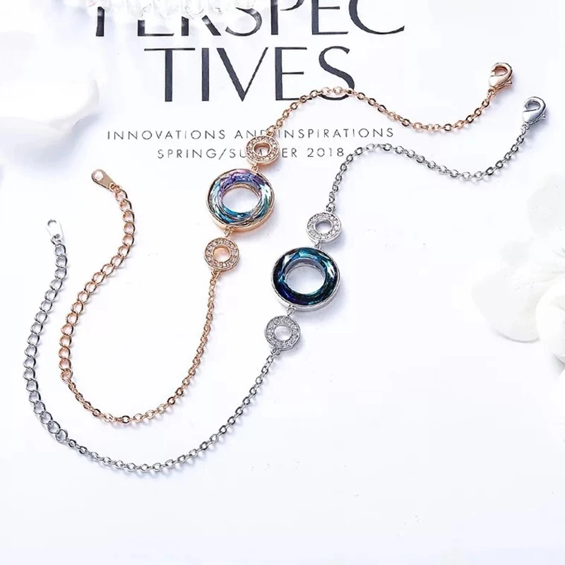 Женский браслет BAFFIN с разноцветными синими кристаллами Swarovski украшение для рук