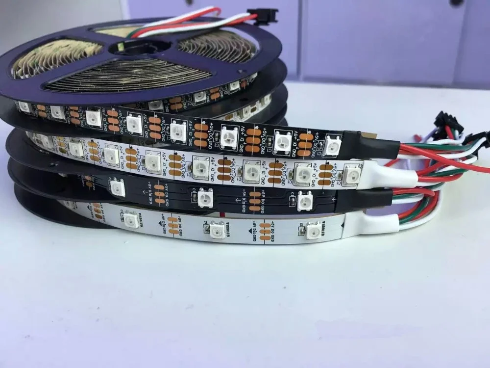 Цветная(RGB) светодиодная лента Водонепроницаемый ws2811 ws2812 5 до 5 лет, 12 V 5050 Светодиодный светильник полосы 5v 12v 30/60/144 Led/m ws2812b мечта Цвет светодиодные полосы ленты