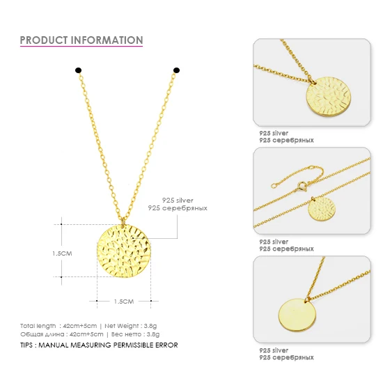 EMNL011-2 Gold Tardoo 925 Серебряный Для женщин заявление кулон Цепочки и ожерелья Золото Цвет классический геометрический Форма Модные украшения Цепочки и ожерелья для Для женщин друзей - Цвет камня: EMNL011-2 Gold