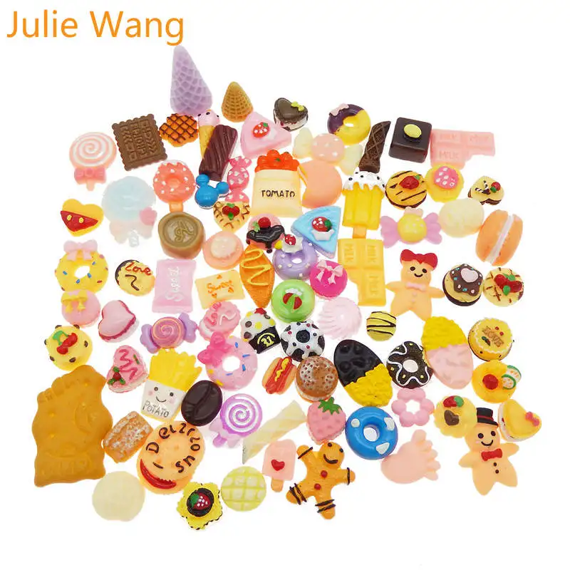 Julie Wang 20 шт. каучуковая еда торт хлеб леденцы кабошон слизь талисманы случайный