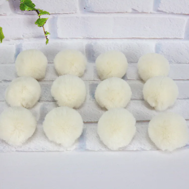 beige DIY 4 см Искусственный мех кролика помпон для женщин серьги обувь цепочка для ключей для сумки шляпа аксессуары для телефона помпон 100 шт./лот - Цвет: beige