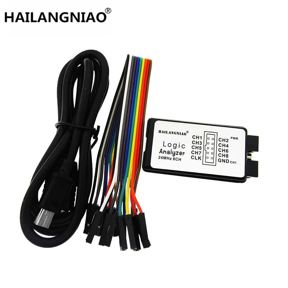 HAILANGNIAO 10 комплектов Новое поступление USB логический анализ 24 м 8CH, MCU ARM FPGA DSP инструмент для отладки