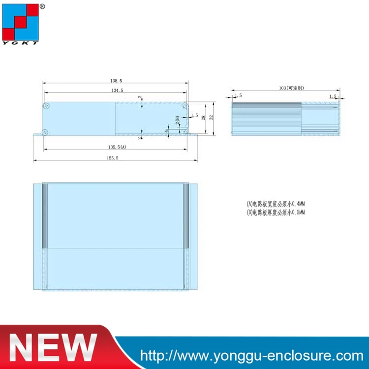 YGK 029 155x32x155 мм (wxhxl) алюминиевые коробки PCB Электронный шкаф gps корпуса
