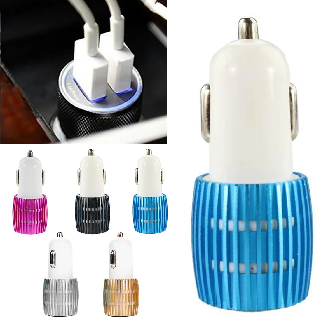 Зарядное устройство для телефона, электрическое мини USB Автомобильное зарядное устройство, два преобразователя, автомобильное зарядное устройство, металлический маленький стальной пистолет, двойное автомобильное зарядное устройство USB