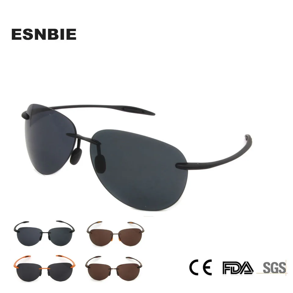 

ESNBIE Brand Designer Rimless Sunglasses Men TR90 Ultralight Oval Sun Glasses Women Nylon Lens UV400 Sun Protection Shades