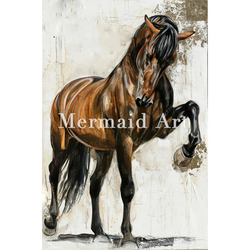 Hand Painted art Oil Paintings Animal abstract Home Decoration rainbow horse Painting On Canvas For living Room Artwork | Дом и сад